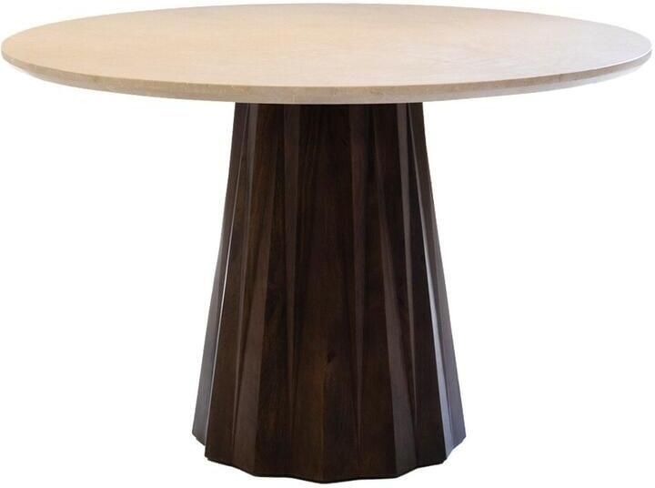 Giga Meubel Eettafel Rond Ø150cm Donkerbruin Marmer Mangohout Faiza - Foto 3