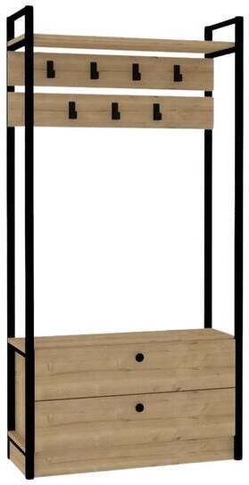 Giga Meubel Garderobemeubel Naturel Hout 90x33x180cm Manolya - Foto 2