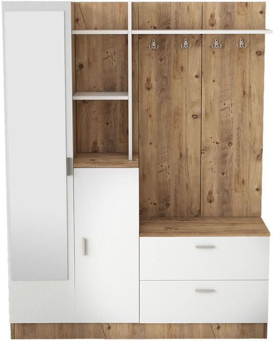 Arabic House Garderobemeubel Didim Melamine Atlantic Pine Wit - Foto 3