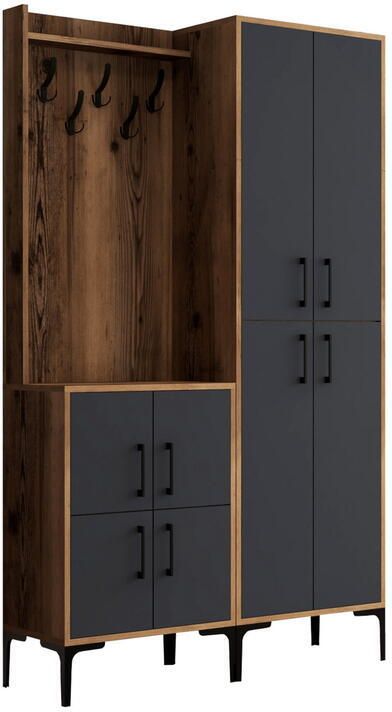 Giga Meubel Garderobemeubel Walnoot|Antraciet Hout 200cm Berlin - Foto 2