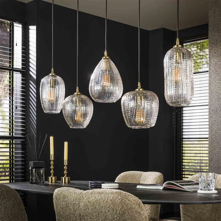 Giga Meubel GM Hanglamp Diamond Grain Mix 5-Lichts Glas - Foto 2