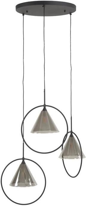 Giga Meubel Hanglamp Grijs Glas 45x45x180cm 3-Lichts Getrapt