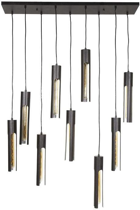 Giga Meubel Hanglamp Zwart Metaal 9-Lichts 100x18x150cm
