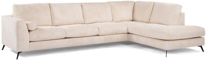 Giga Meubel Hoekbank Ribstof Beige Zwart 3-Zits Rechts Jack Lincoln - Foto 2