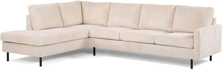 Giga Meubel Hoekbank Ribstof Beige Metaal- 3-Zits Links Mila Lincoln - Foto 2