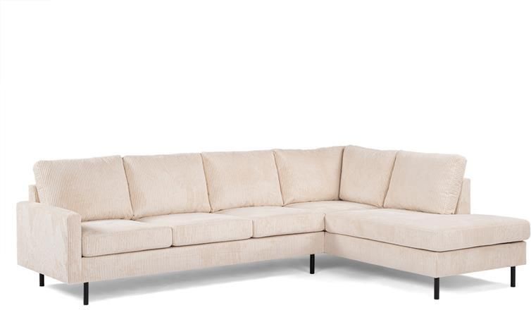 Giga Meubel Hoekbank Ribstof Beige Metaal- 3-Zits Rechts Mila Lincoln - Foto 2