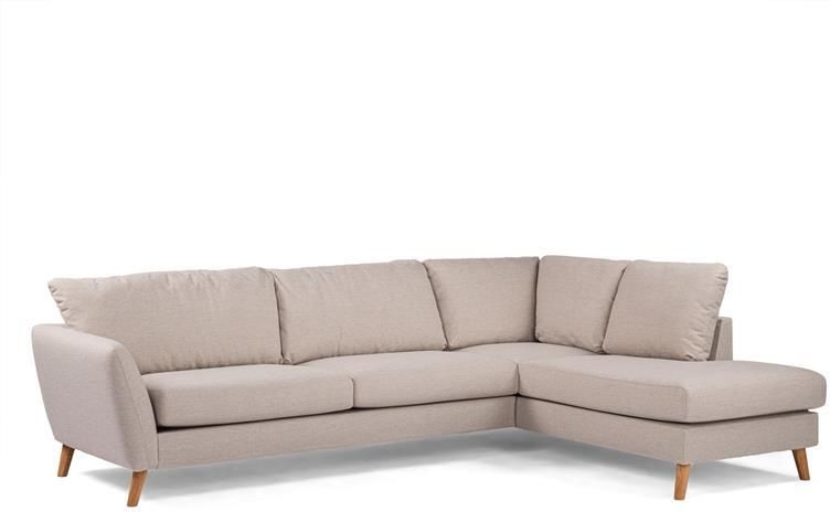 Giga Meubel Hoekbank Stof Beige Eikenhout 3-Zits Rechts Inari - Foto 2