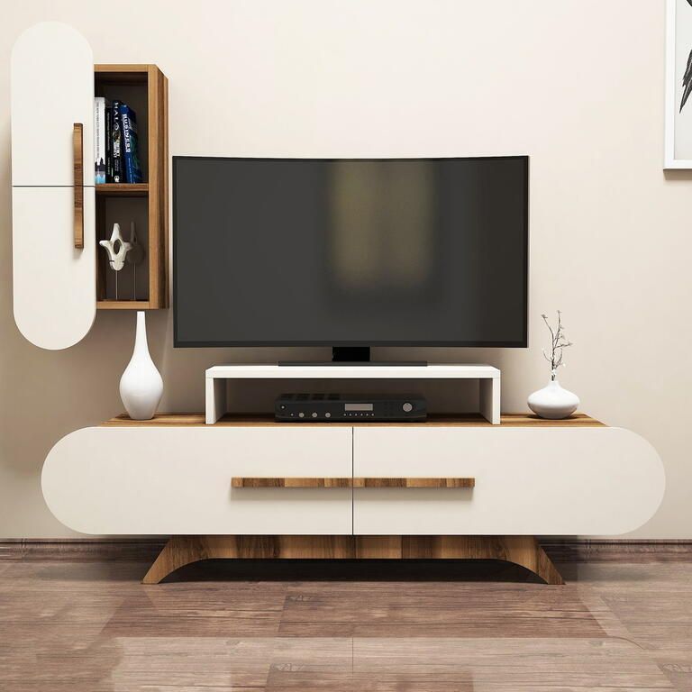 TV Meubel Stijlvol Walnootroom Design Ruime Afmetingen 145x49x36 cm Praktische TV-Kast - Foto 2
