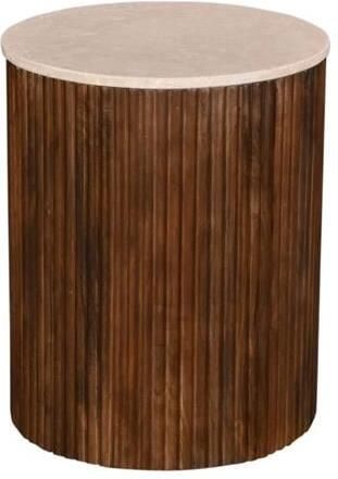 Giga Meubel Bijzettafel Davi Rond Marmer Hout Donkerbruin 45x45x55cm - Foto 2