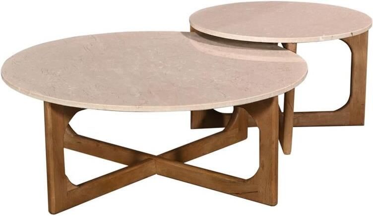 Giga Meubel Salontafel Marmer Naturel Set Van 2 90cm Lino - Foto 2