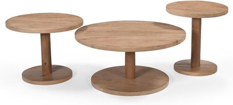 Giga Meubel Salontafel Nao Set van 3 Naturel Mangohout - Foto 2