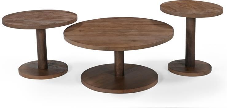 Giga Meubel Salontafel Nao Rond Mangohout Donkerbruin Set van 3 - Foto 2