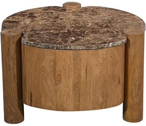 Giga Meubel Salontafel Rond Marmer 60cm Naturel Mangohout - Foto 2