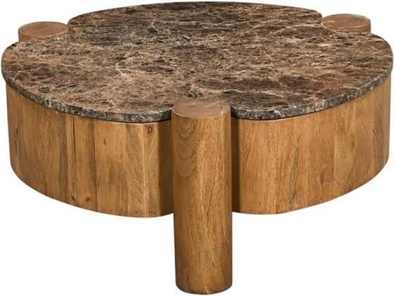 Giga Meubel Salontafel Rond Marmer 75cm Naturel Mangohout - Foto 2