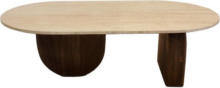 Giga Meubel Salontafel Wessel Ovaal Travertin Hout Bruin 120x65x38cm - Foto 2