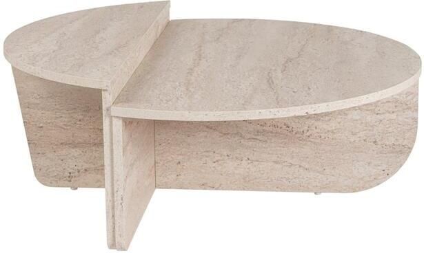 Vente-unique Set van 2 salontafels Beige travertijneffect ALOEVA L 90 cm x H 30 cm x D 90 cm - Foto 5