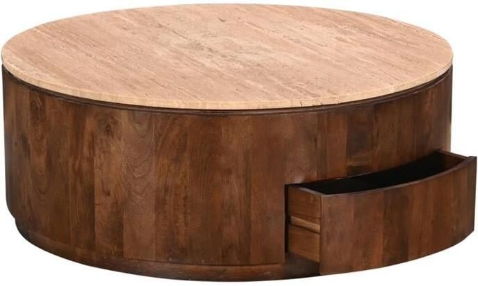 Giga Meubel Salontafel Walnoot 90cm Met Lades Elan