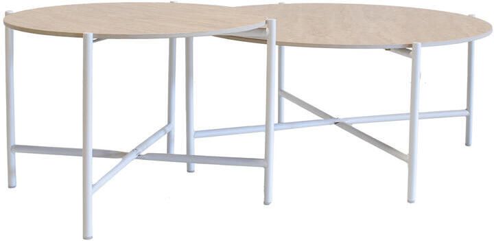 Giga Meubel Salontafel Wit Metaal Sintered Stone Set van 2 Abano