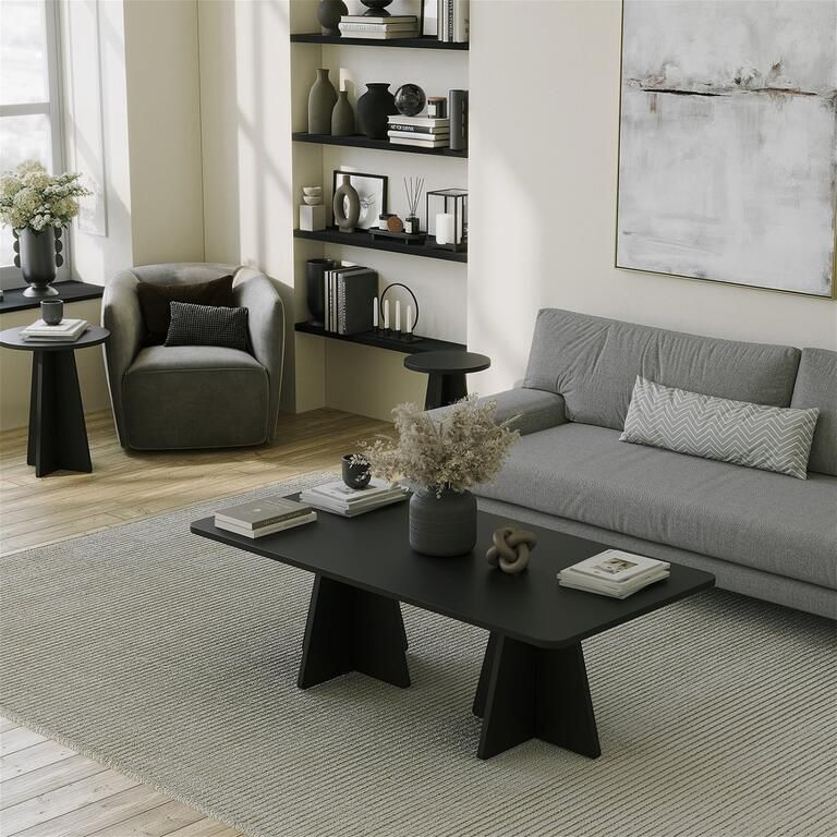 Giga Meubel Salontafel Zwart Hout 120x60x40cm Mushroom - Foto 2