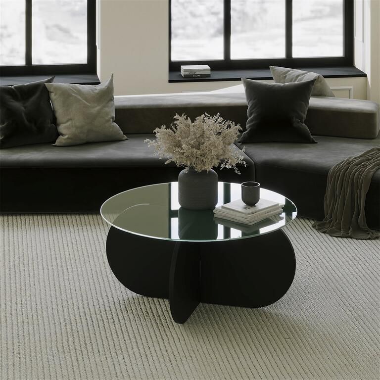 Giga Meubel Salontafel Zwart Hout Glas 75x75x35cm Bubble - Foto 2