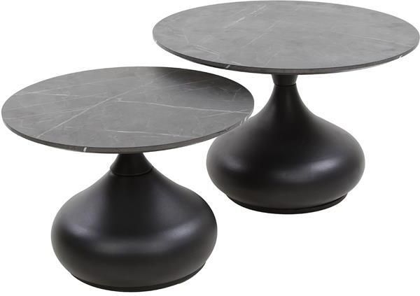 Giga Meubel Salontafel Zwart Hout Metaal Set Van 2 60x60x40cm Giga Living - Foto 2