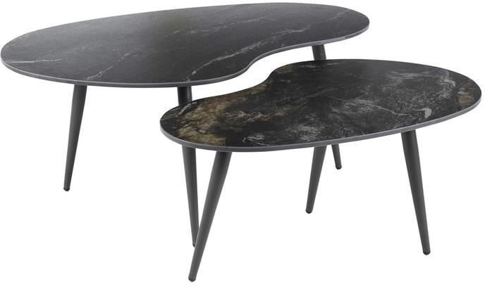 Giga Meubel Salontafel Zwart Keramiek 91x55x35cm Set Van 2 - Foto 2