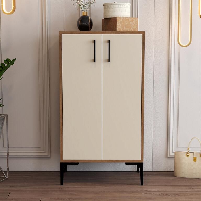 Giga Meubel Schoenenkast Walnoot|Crème Hout 60x35x111cm Prag