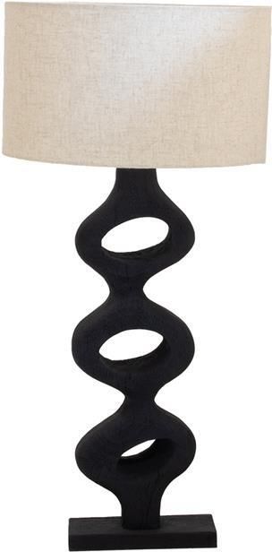 Giga Meubel Tafellamp Zwart 80cm Incl. Kap Mangohout Savio