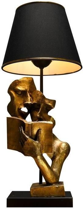 Giga Meubel Tafellamp Zwart|Goud Metaal 23x23x57cm Lecture