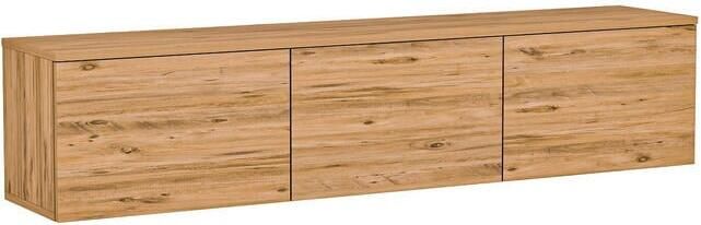 Zwevend TV Meubel Eikenhouten TV Kast met LED-verlichting 160 cm Breed Stijlvol & Ruimtebesparend - Foto 2