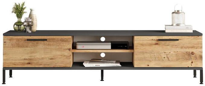 Emob Locelso TV-meubel 100% Melamine Gecoat 18mm 160cm breed Atlantic Pine Antraciet - Foto 2