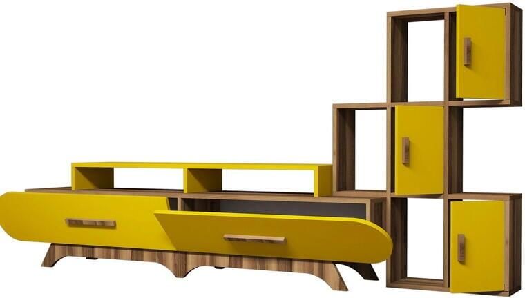 Giga Meubel Tv-meubel Walnoot|Geel Hout 205x37x50cm Flora - Foto 2