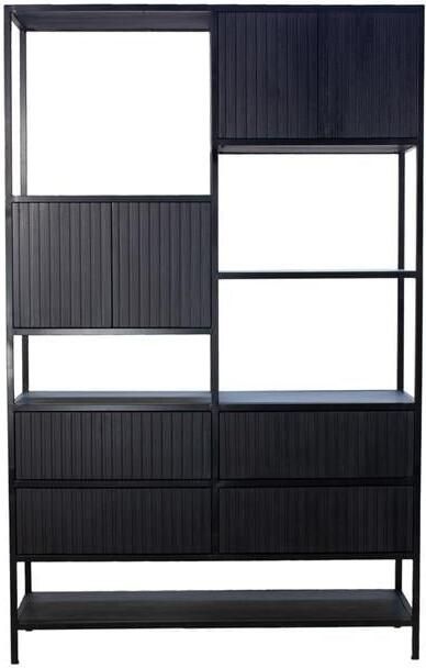 Giga Meubel Vakkenkast Zwart Mangohout 120x40x190cm Kast Roman - Foto 2