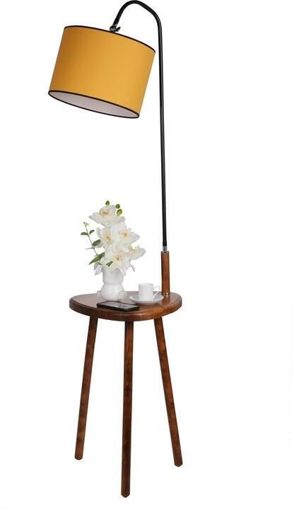 Giga Meubel Vloerlamp Geel|Walnoot 30x30x160cm Demet