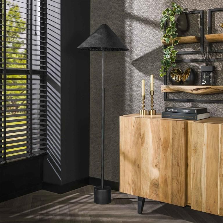 Giga Meubel Vloerlamp Rond Zwart Metaal 45x45x154cm - Foto 2