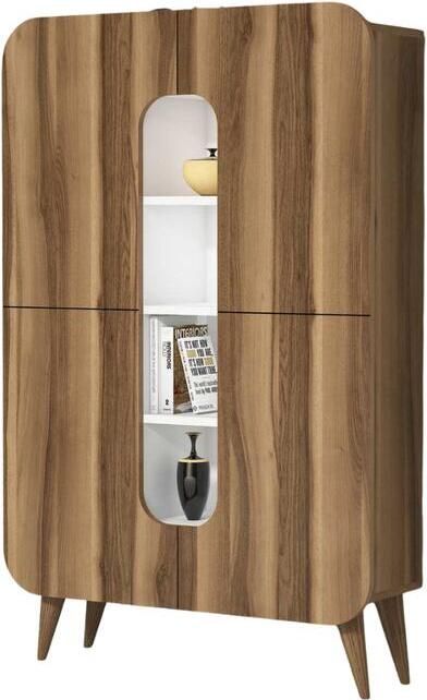 Giga Meubel Wandkast Walnoot|Wit Hout 93x32x144cm Mine