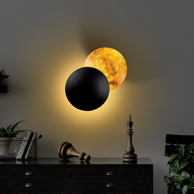 Giga Meubel Wandlamp Zwart|Koper Metaal 25x16x25cm Yosma