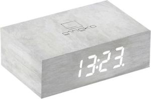 Gingko Flip Click Clock Alarmklok Beuken|LED Wit