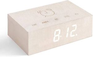 Gingko Flip Click Clock Alarmklok Essenhout|LED Wit