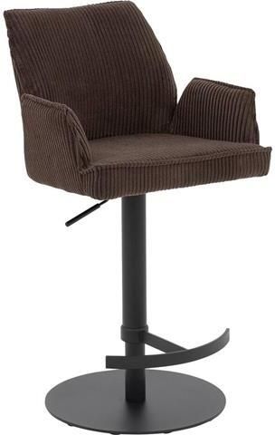 Goossens Barstoel Laurensleuning bruin Ribstof met armleuning - Foto 2