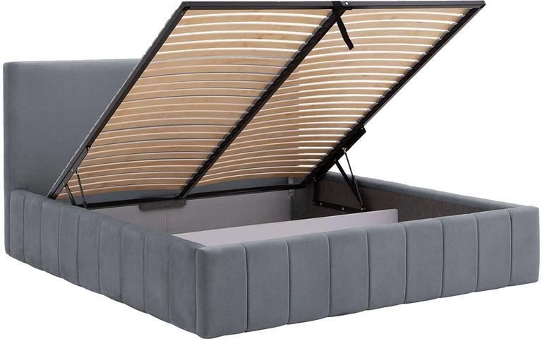 Goossens Bedframe Carte 140 x 200 Velours middengrijs 23 Fluweel