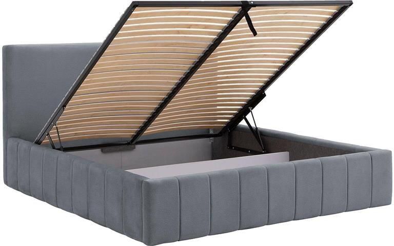 Goossens Bedframe Carte 160 x 200 Velours middengrijs 23 Fluweel