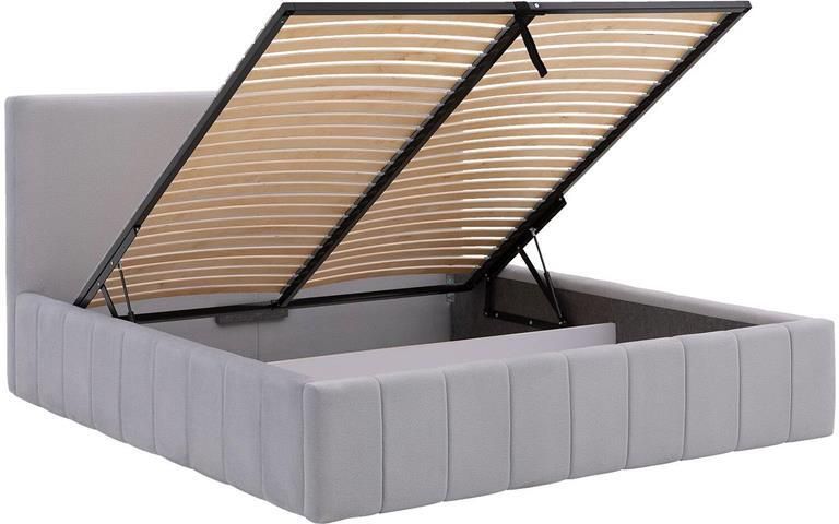 Goossens Bedframe Carte 160 x 200 Velours lichtgrijs 24 Fluweel