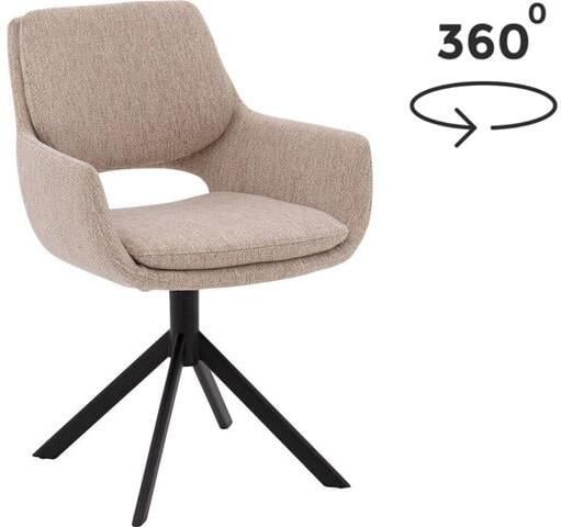 Goossens Eetkamerstoel Daisy Met Armleuning Stof Beige - Foto 4