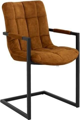 Goossens Eetkamerstoel Steven Fluweel met armleuning