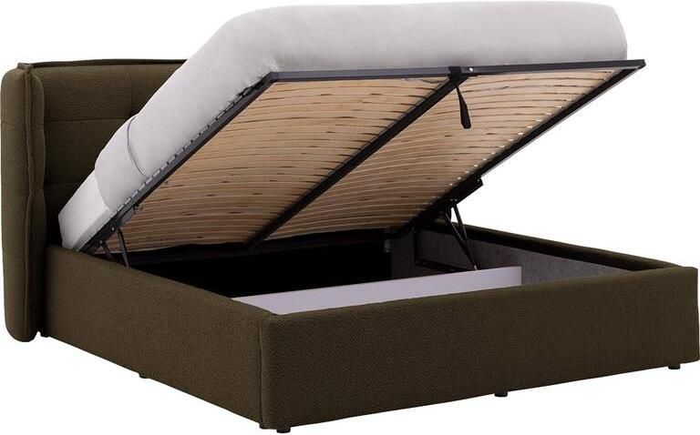 Goossens Gestoffeerd Bedframe Canon 140 x 200 Stof boucle bosgroen