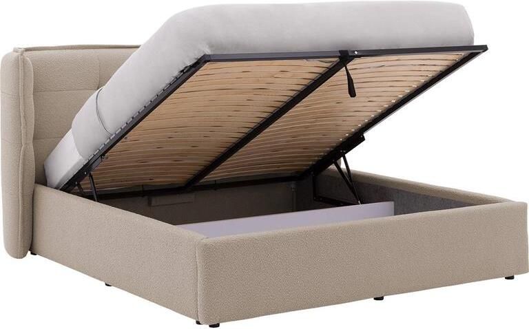 Goossens Gestoffeerd Bedframe Canon 140 x 200 Stof boucle licht