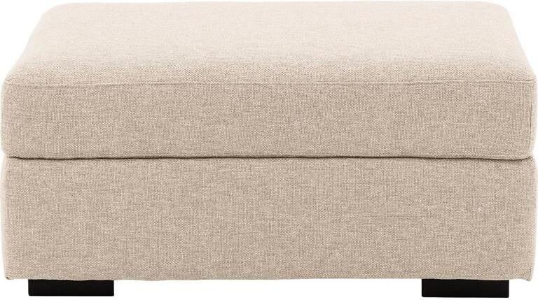 Goossens Hocker Lucca in stof grof geweven naturel