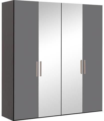 Goossens Kledingkast Easy Storage Ddk Kledingkast 203 cm breed 220 cm hoog 2x glas draaideur en 2x spiegel draaideur midden