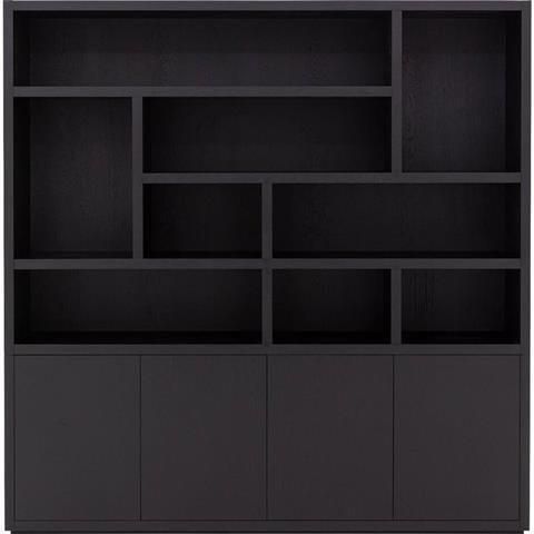 Goossens Buffetkast Barcelona 4 Deuren 9 Open Vakken (verticale Layout) Hout Zwart - Foto 2